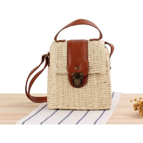Aaby 2021 New Women Handbag Crossbody Bags Summer Holiday Beach Straw Woven Rattan Bag Shoulder Messenger Bags