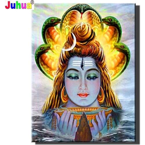 Jyoti Bindu Shiv Baba 5D DIY Diamond Painting Full Square/Round Diamond Stitch Rhinestone Mosaic Cobra Guard God Home Decor Gift