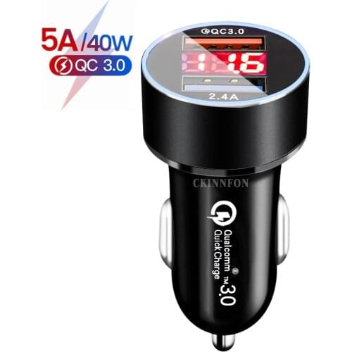 100Pcs/Lot Car Charger 5A USB Car Fast Charger Double Quick Charge QC3.0 Fast Charging For Phone QC3.0 Car Charger