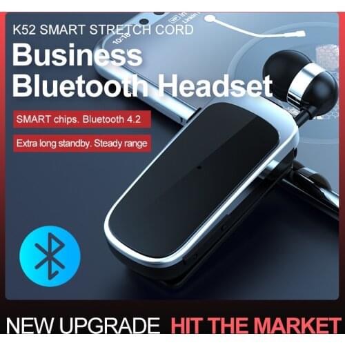 K52 Wireless Earphones Bluetooth earbud Sweatproof Stereo Business Hands-free Headset With Mic Retractable headset waterproof