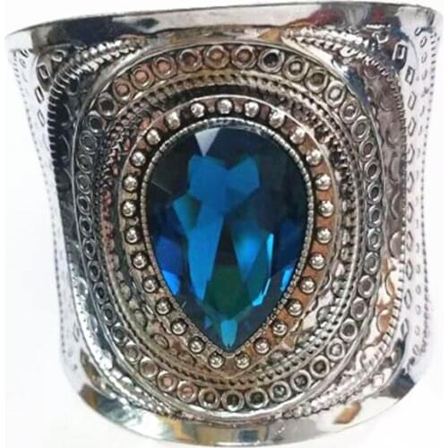 Brand Water Drop Crystal Stone Bracelets For Women Gifts Vintage Armband Gold Silver Color Metal Cuff Bracelets Bangles Jewelry