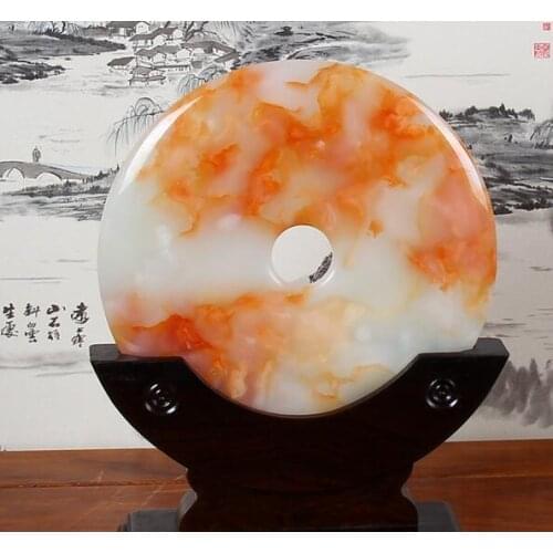 Boutique Natural Afghanistan jade Saffron Bingyu Peace Buckle Decoration