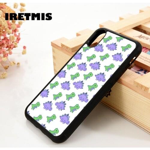 Iretmis 5 5S SE 6 6S TPU Silicone Rubber Phone Case Cover for iPhone 7 8 Plus X Xs 11 12 MINI Pro Max XR Baby dinos pattern