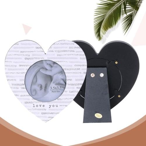 Wood Photo Frame House Modern Desktop Home Decoration Tabletop 2020 New Design Support Family Frames MDF Heart Glass Love