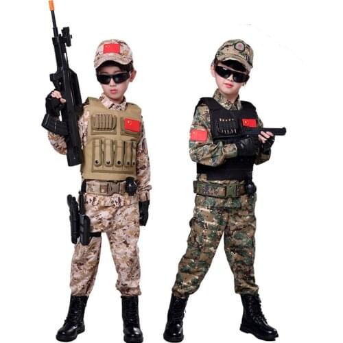 Kids Boy Girl Military Uniform SWAT Tactical Jungle Disguise Clothing Army Outdoors Airsoft Desert Camouflage Childre Costume