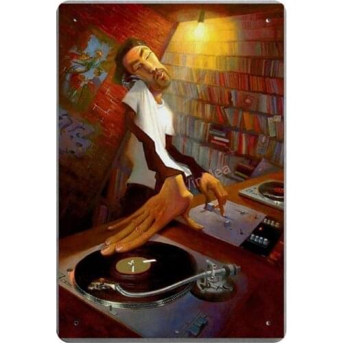 Disc Jockey Retro Metal Tin Sign Plaque Poster Wall Decor Art Shabby Chic Gift Suitable 12x8 Inch