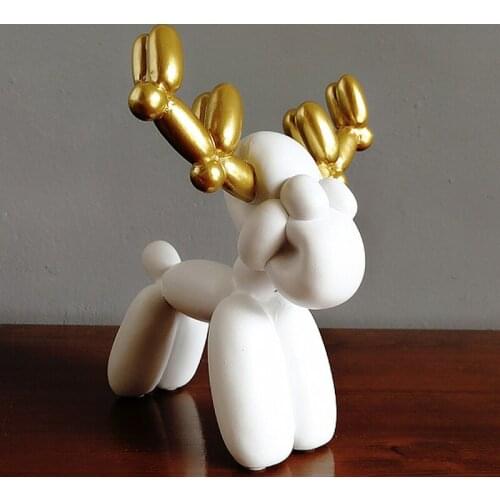 European Resin Balloon Dog Deer Sculpture Art Abstract Cartoon Animal Statue Figurine Crafts Gift Desktop Living Room Decoration