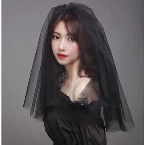 Elegant Short Bridal Veils 2 layers 55 CM With Comb Ivory White Black Veil for Bridal Raw Edge Tulle Wedding Veil