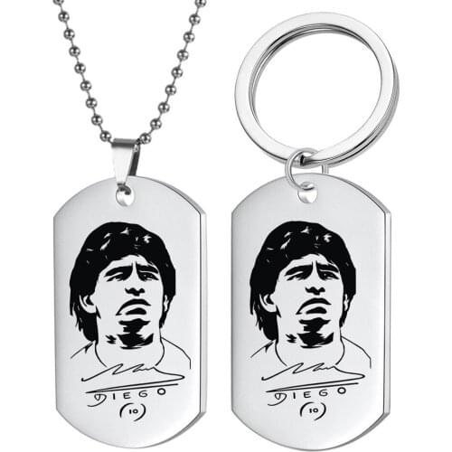 Soccer Superstar Maradona Keychain Support Custom Sculpted Key Chain Necklaces for Soccer Fans As A Wholesale Gift of Pendants