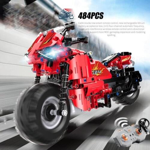 Technical city 2.4ghz rc racetrack Motorcycle building block motor bricks radio remote control toys collection for boys gifts