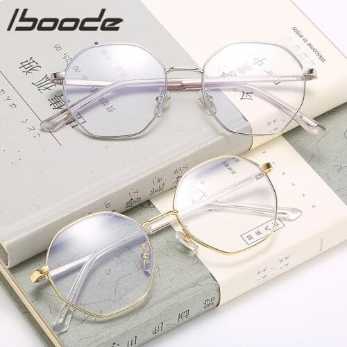 Iboode -1.0 -1.5 -2 -2.5 -3 -3.5 Polygon Glasses Frame Women Men Vintage Myopia Eyeglasses Frames Transparent Optical Spectacles