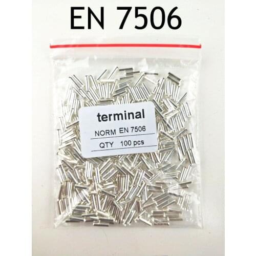 100PCS EN7506 Tube Naked Terminal Bootlace Cooper Ferrules kit set Wire Copper Crimp Connector Insulated Cord Pin