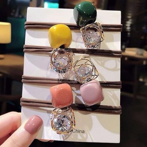 Korea Women Hair Ropes Big Crystal Pearl Elastic Rubber Band for Girl Fashion Hair Accessories Hair Ties Wholesale