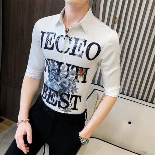 Of 2020 summer striped flower of cultivate morality in social guy short-sleeved shirt men A236-8819 - P55