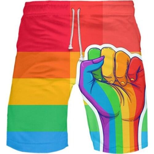 LGBT Rainbow Flag Lesbians Gays 3D Board Shorts Trunks Summer Quick Dry Beach Swimwear Men Streetwear Short Pants Beach clothes