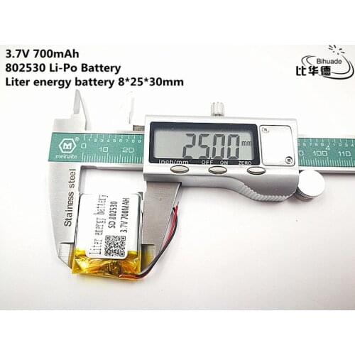 10pcs Liter energy battery Good Qulity 3.7V,700mAH,802530 Polymer lithium ion / Li-ion battery for TOY,POWER BANK,GPS,mp3,mp4
