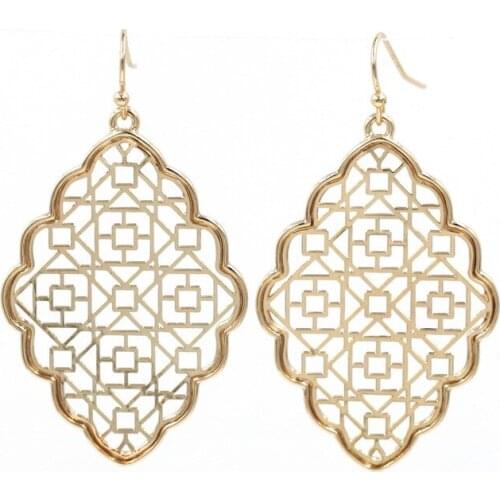 Geometric Multi Square Repeat Style Cute Filigree drop earrings for Women