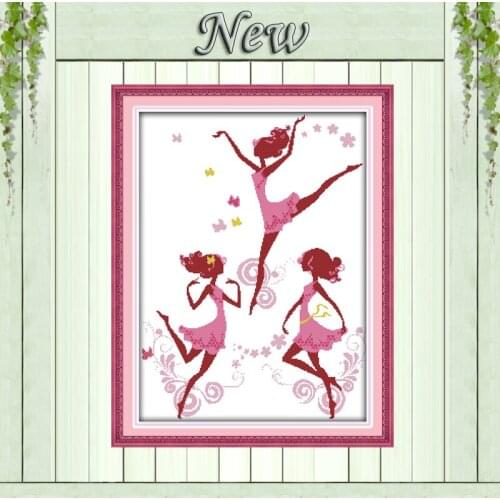 Fashion ballet girl dance Painting Drawing counted print on the fabric 14CT 11CT DMC Cross Stitch kits Needlework Set Embroidery
