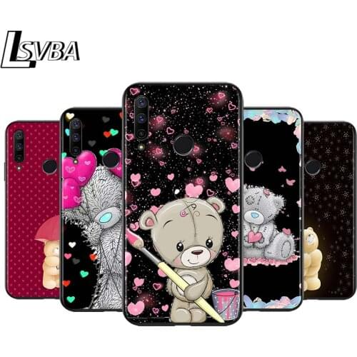 Cartoon teddy bear for Huawei Honor 30 20 10 9S 9A 9C 9X 8X MAX 10 9 Lite 8A 7C 7A Pro Silicone Soft Black Phone Case