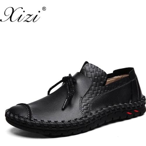 XIZI Men Casual Leather Shoes Fashion Handmade Outdoor Walking Shoes For Men Flat Driving Moccasins chaussures homme boat shoes