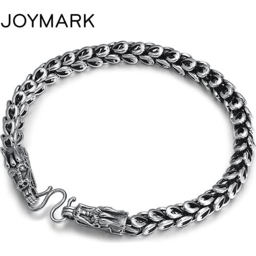 Men Retro 925 Sterling Silver Bracelet Classic Double Dragon Head Bracelets Thai Silver Personalized Dragon Scale Chain Bracelet