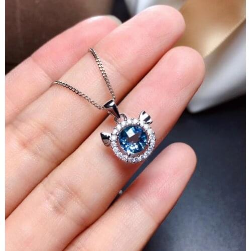 Lovely Topaz Necklace in 925 sterling silver. Cartoon style. Lady Necklace