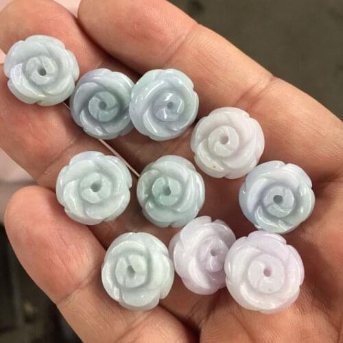 Wholesale Round beads Natural Lavender Light Green Type A Myanmar Jadeite Jade Fine DIY Ring or Earring Accessoriest For Womens