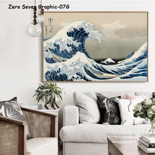 Original Kanagawa Surfing Katsushika Hokusai Canvas Painting Print Picture Poster Wall Bedroom Home Decoration