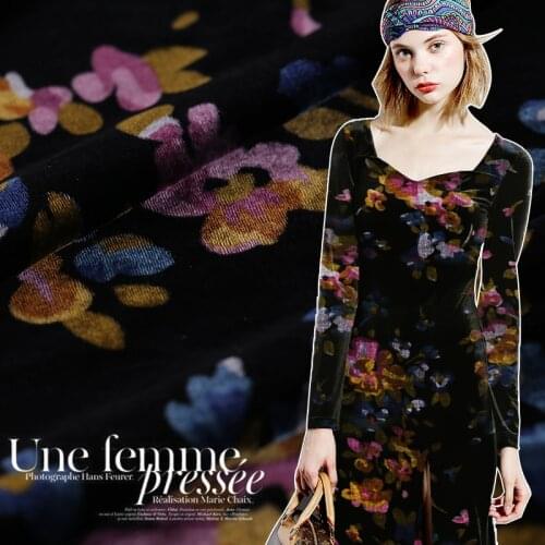 Printing velvet fabric high - end silk fabric for dress printing gold velvet fabric cheongsam dress velvet fabric silk cloth