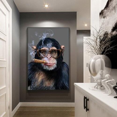 Street Abstract Smoking Criminals Gorilla Canvas Painting Posters and Prints Animal Wall Art Picture Living Room Walldecoration