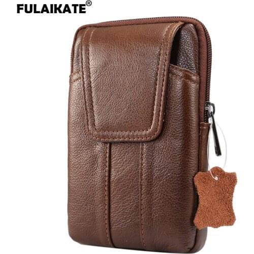 FULAIKATE 6.2" Universal Waist Bag for Huawei P8 P9 Plus Genuine Leather Case Pouch for Mate8 Honor 6 Plus Mens Business Pocket