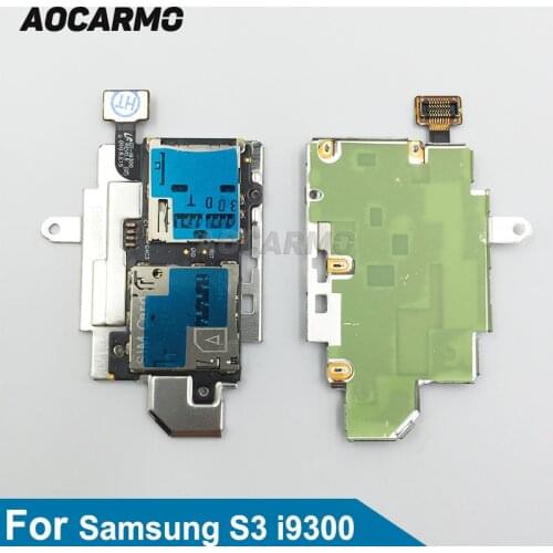 Aocarmo SD Sim Card Reader Holder Slot Flex Cable Ribbon For Samsung Galaxy S3 GT i9300