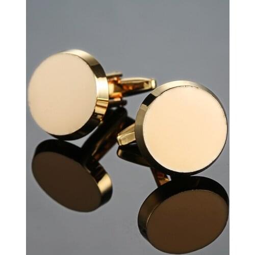 High Quality Mens Cufflink Gold Plating yellow Enamel Round Mens Shirt cuff links Wedding cuffs Wholesale & retail