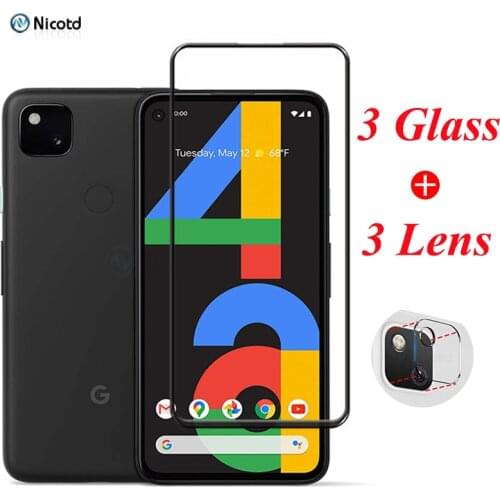 Full Cover Tempered Glass For Google Pixel 4a 4G Screen Protector For Google Pixel 4a Camera Lens Film For Google Pixel 4a 5.81"