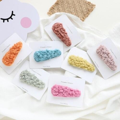 Women Autumn Winter Lambswool Faux Fur Hairpins Kids Girl Geometric Triangle Hair Clips Hair Accessories