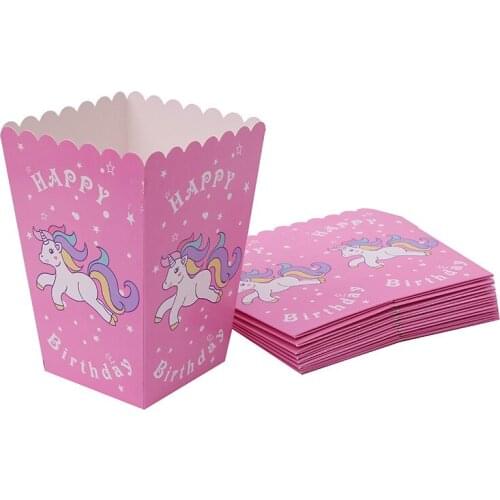 10 X Unicorn Popcorn Box Kids Birthday Favor Gift Box Baby Shower Party Decoration Supply