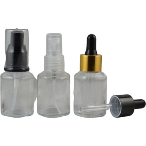 30ml Transparent Emulsion Lotion Press Pump Bottle Empty Essential oil Dropper Bottle Refillable Spray Atomizer High End 10pcs