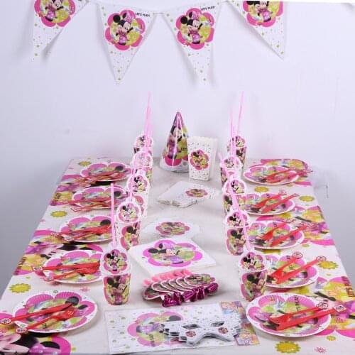 147Pcs Disney Minnie Mouse Theme Baby Shower Boys Birthday Decoration Wedding Event Party Supplies Various Tableware Sets