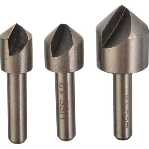 3pcs 90 Degree 10mm 12mm 16mm HSS Countersink Drill Bit Set For Steel Hard Metal