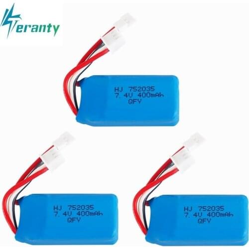 7.4v Battery For DM007 RC Airplane Quadcopter Drone Helicopter Toy Spare Parts 2s 7.4V 400MAH Lipo Battery XH2.54 Plug