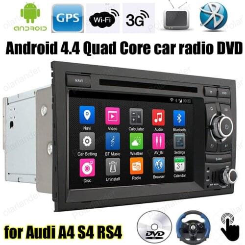7 inch touch screen Car DVD Android4.4 FM AM radio For Audi A4 S4 RS4 Support BT 3G WiFi RDS DAB + OBDII TPMS GPS DVR