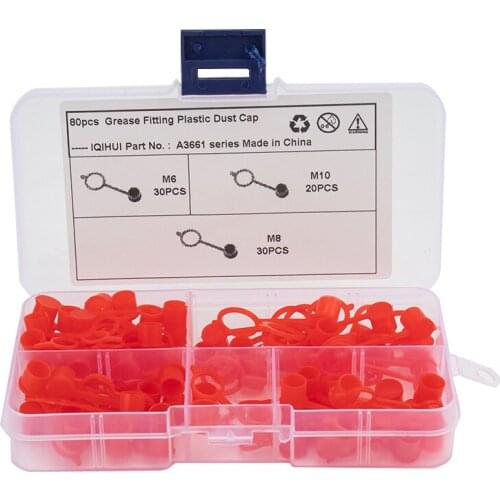 80Pcs M6 M8 M10 oil cap, iron oil cap dust cap, butter cap Zerk Fitting Cap Plastic Dust Cover