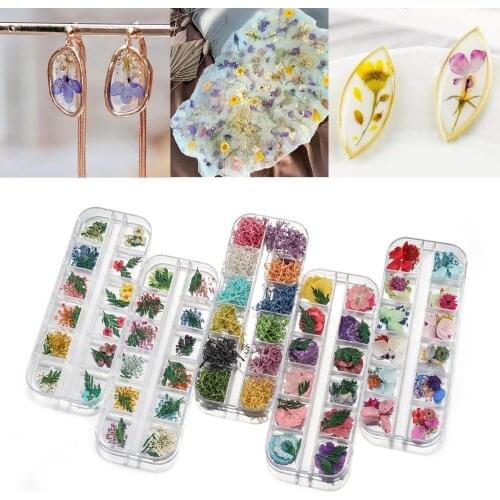9 Styles Real Dried Flowers Epoxy Resin Molds Fillings Dry Plants Silicone Mold Filler For DIY Pendant Necklace Jewelry Making