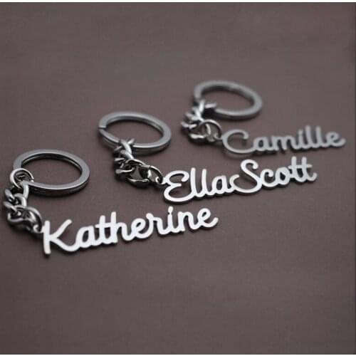 Any Language Custom Name Keychain Fashion Jewelry Stainless Steel Personalized Nameplate Llaveros Keyring Best Friends Gifts