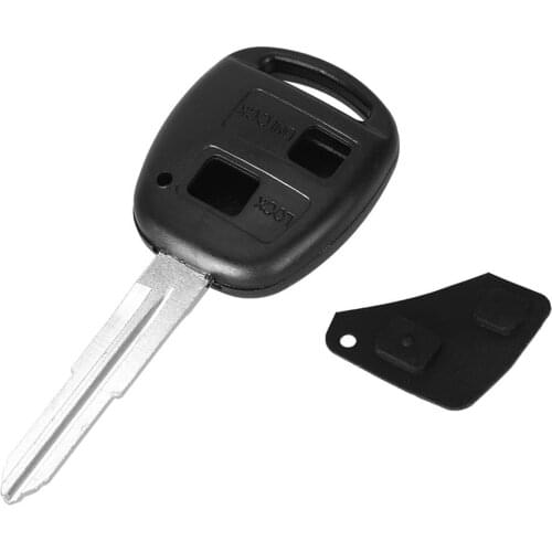 2 Buttons Car Remote Key Fob Shell Case with Uncut Blade Rubber Pad for Toyota