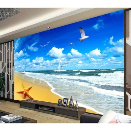 CJSIR Custom Seaside Scenery Beach Photo Wallpaper for Wall Painting Living Room Sofa TV Background Mural Wall Paper Decoration