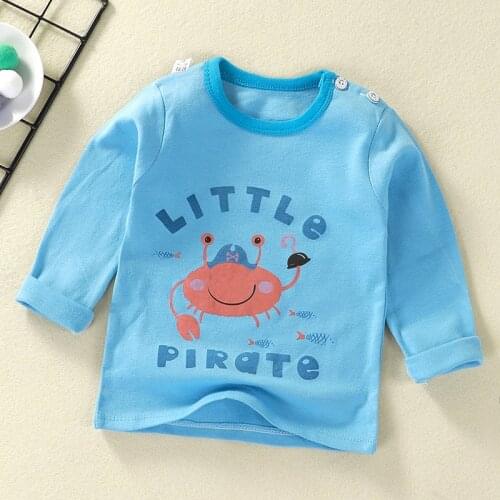 Baby Spring Long Sleeve T-shirt Kids Clothes Cartoon Tops 100% Cotton Round Neck T-shirts Boys Girls Infant Toddler Clothing