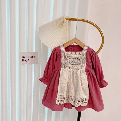 Autumn ChildrenS Long Sleeve Lace Floral O Neck Princess Birthday Party Girls Kids Vintage Pleated Dress Vestidos