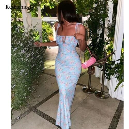 Kesiachiccly Sexy V-Neck long maxi dress Elegant vintage floral printed party dress Spring summer holiday style dresses vestido