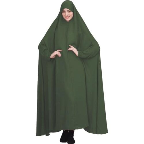 Eid Muslim Women Prayer Dress Ramadan Turkey Abaya Hooded Prayer Garment Long Khimar Jilbab Full Cover Gown Islamic Burka Niqab